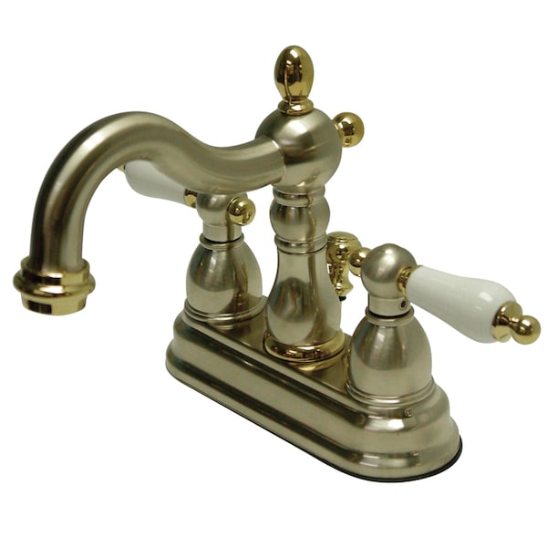 Kingston Brass 4" Centerset Bathroom Faucet, Brushed Nickel/Polished Brass KB1609PL - main